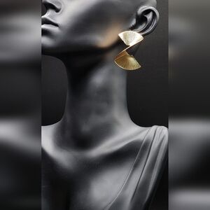 Gold Fan-Shaped Earrings